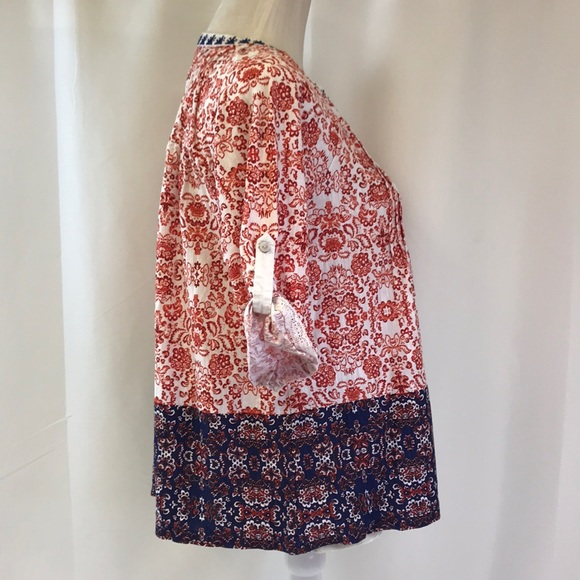 Vintage America Blues Boho V-Neck Top Size Medium - Picture 3 of 10